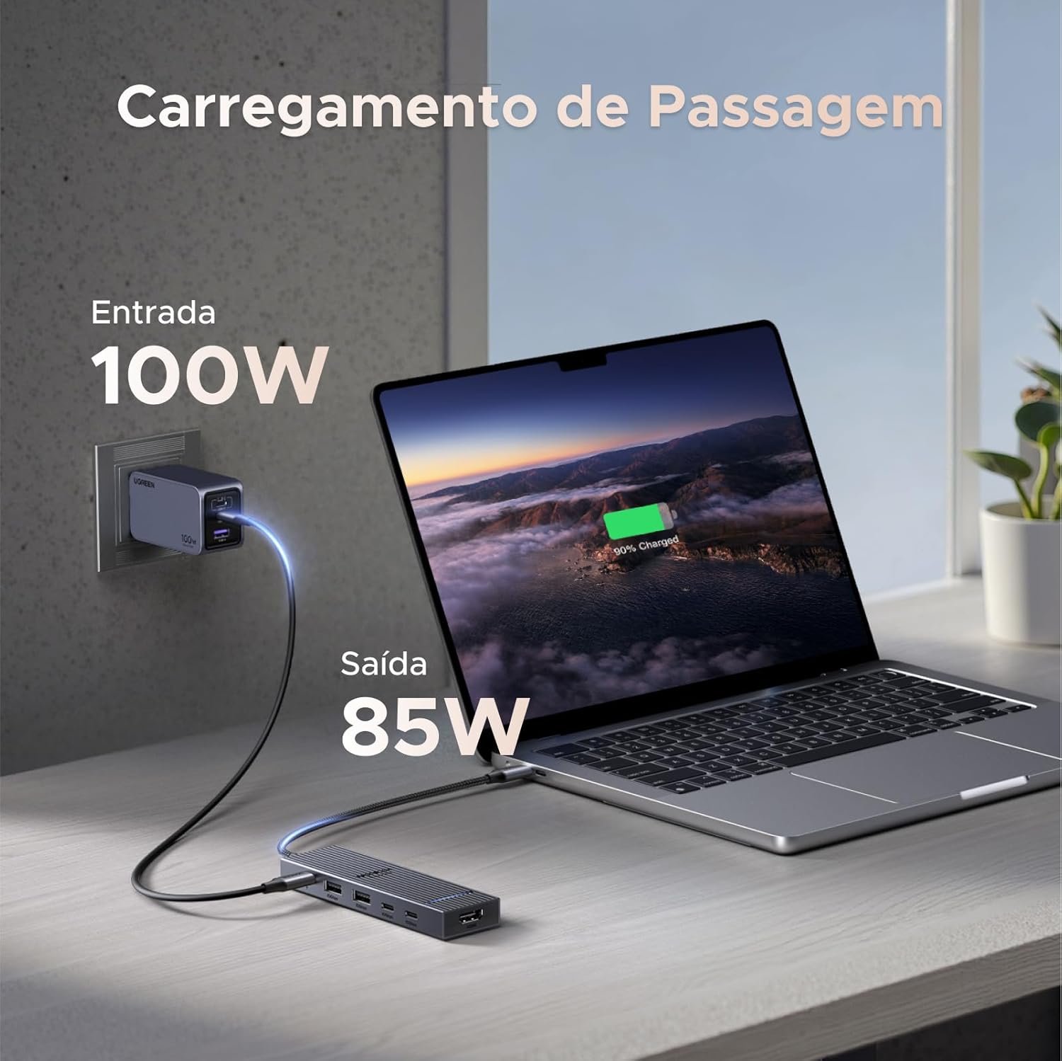 Hub 6 em 1 UGREEN Revodok Pro, USB-C, 10 Gbps, 4K, 60 Hz, HDMI, Energia de Energia de 100 W, para MacBook Pro/Air, iPad Pro, Thinkpad Rog Ally - Imagem 5