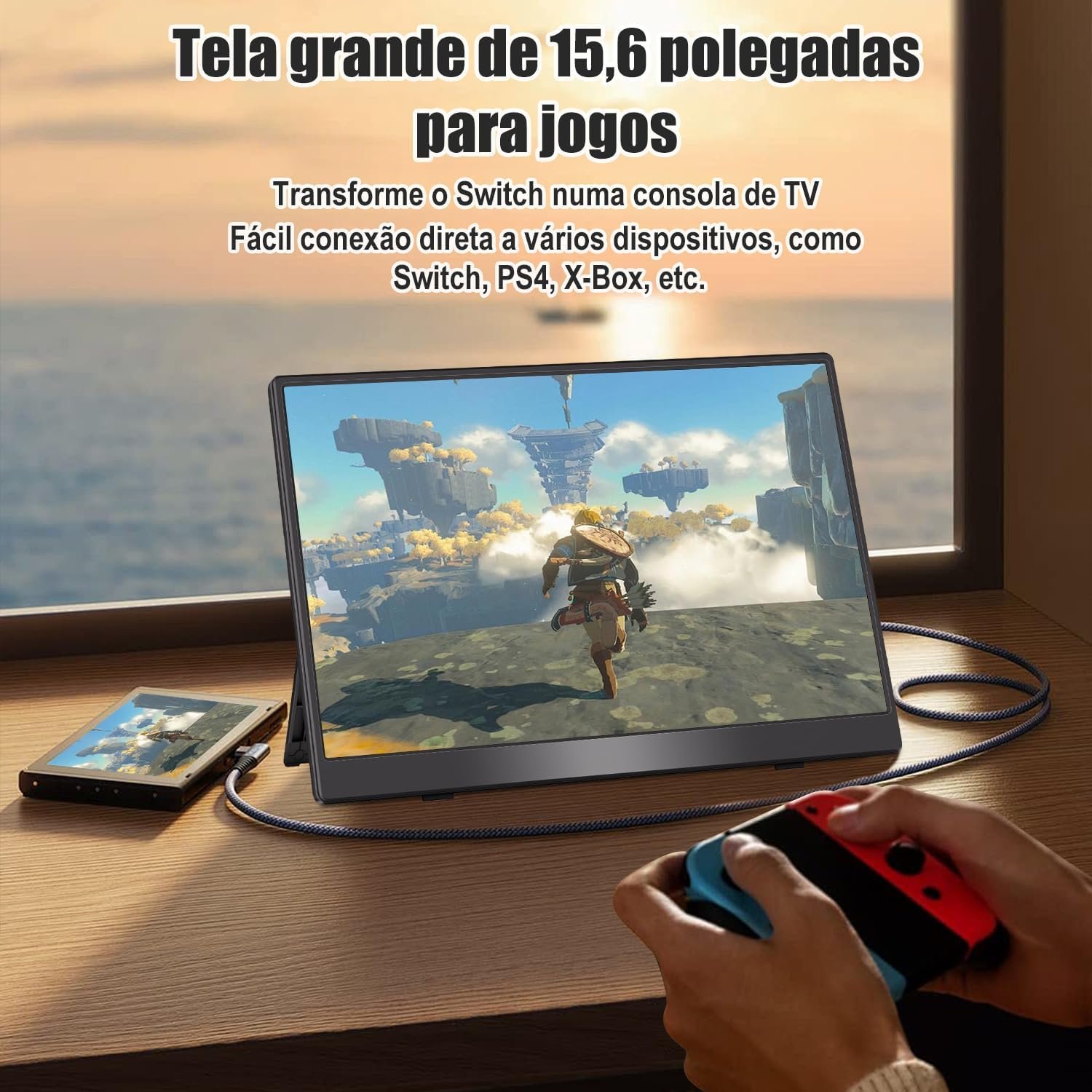 ANTUVI Monitor Portátil 15.6'', 1080P, MINI Segunda de Notebook Extensor De Tela, Ultra-Slim e portátil, com alto-falante de pé, Adequado para Viagens, Casa, Trabalho/Jogos - Imagem 5