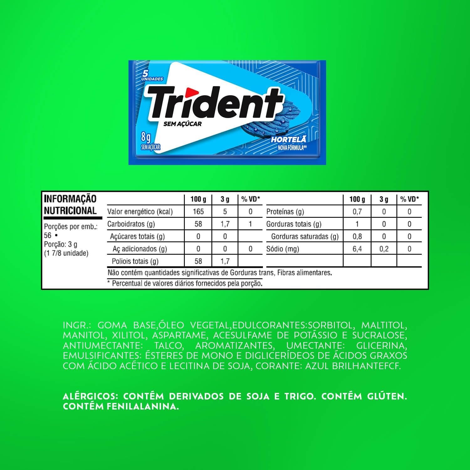 Chiclete Trident Hortelã Sem Açúcar - Caixa com 21 unid. de 8g - Imagem 2