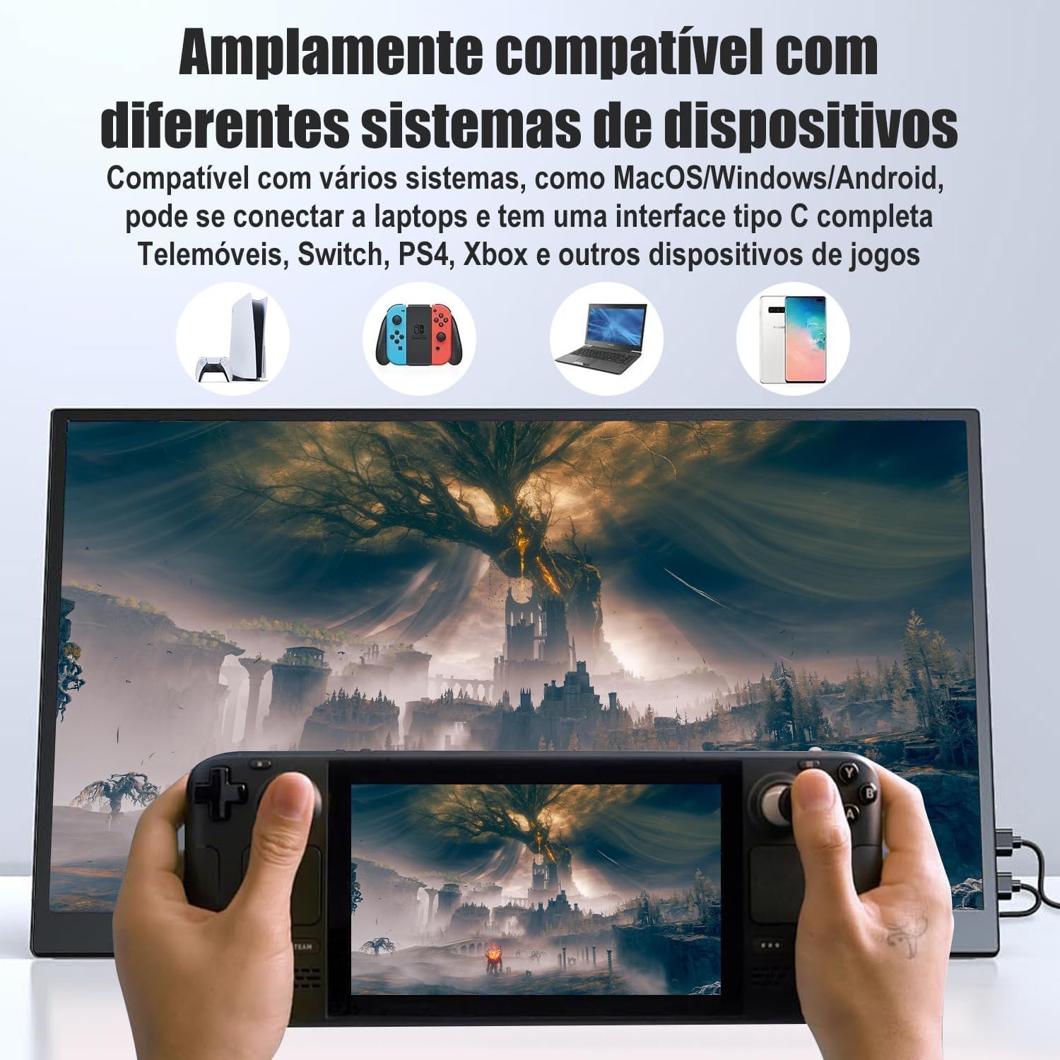 ANTUVI Monitor Portátil 15.6'', 1080P, MINI Segunda de Notebook Extensor De Tela, Ultra-Slim e portátil, com alto-falante de pé, Adequado para Viagens, Casa, Trabalho/Jogos - Imagem 3