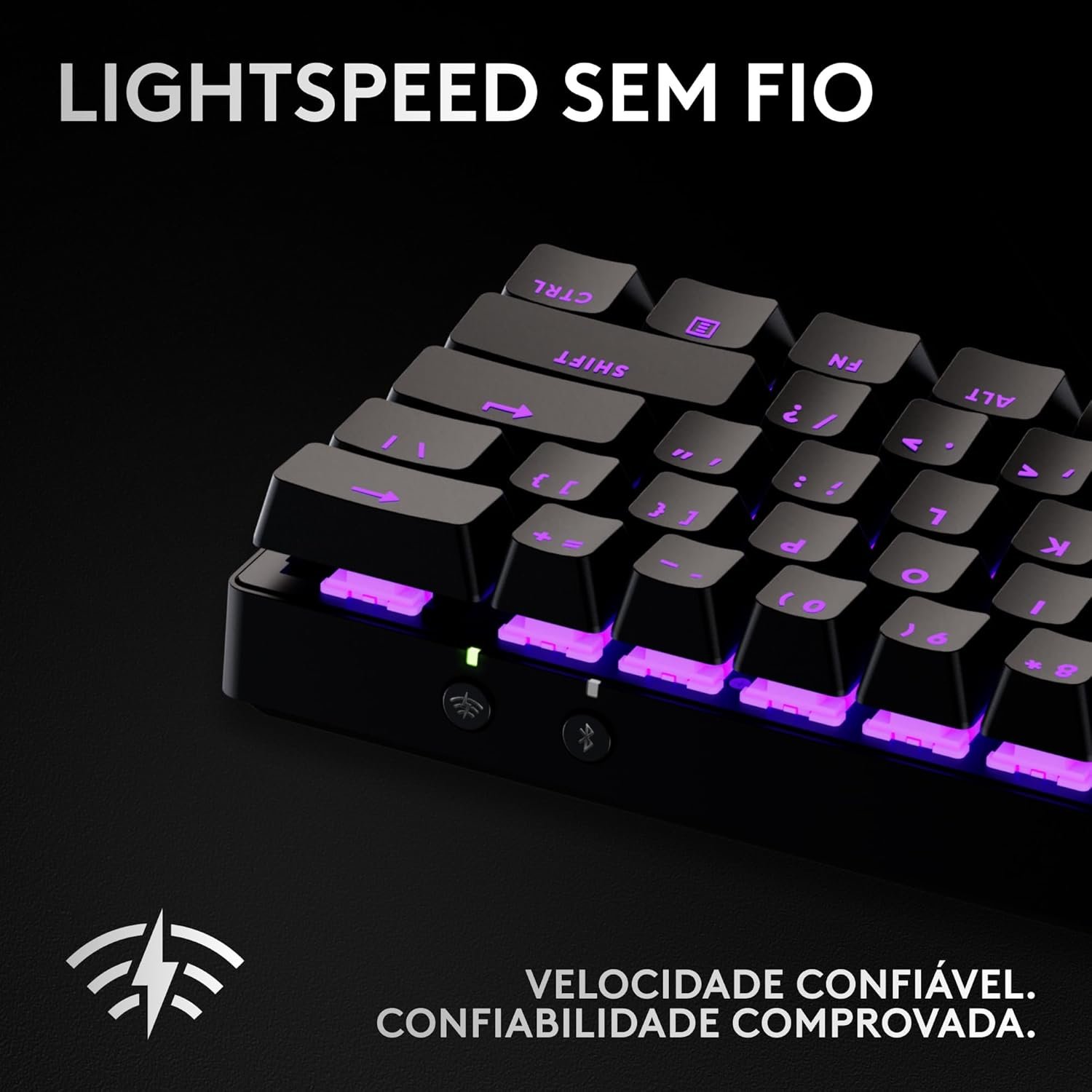 Teclado Mecânico Gamer Sem Fio Logitech G PRO X 60 LIGHTSPEED com Design Ultra Compacto TKL 60%, Switch Óptico GX Tactile, RGB LIGHTSYNC, Conexão Bluetooth ou USB, Compatível com Windows - Preto - Imagem 4