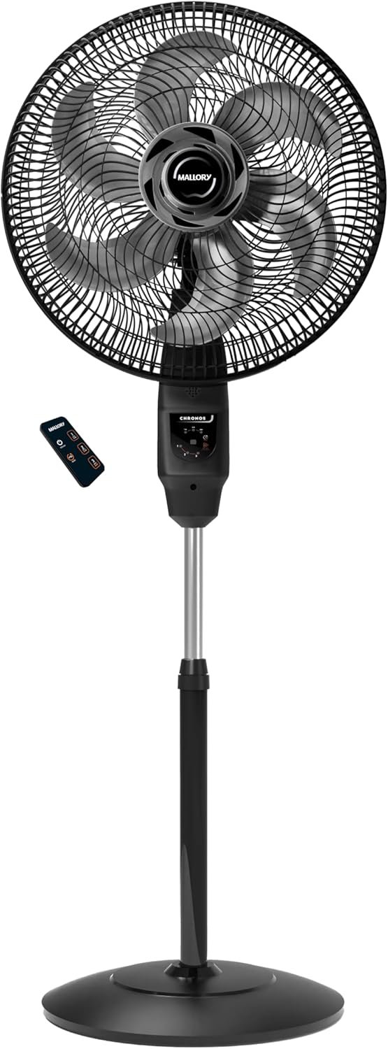 Ventilador de Coluna Mallory Chronos 140W, Silencioso, Com Controle Remoto, Hélice de 6 pás, Auto Desligamento Programável de até 7 Horas- PR – GR - 127V