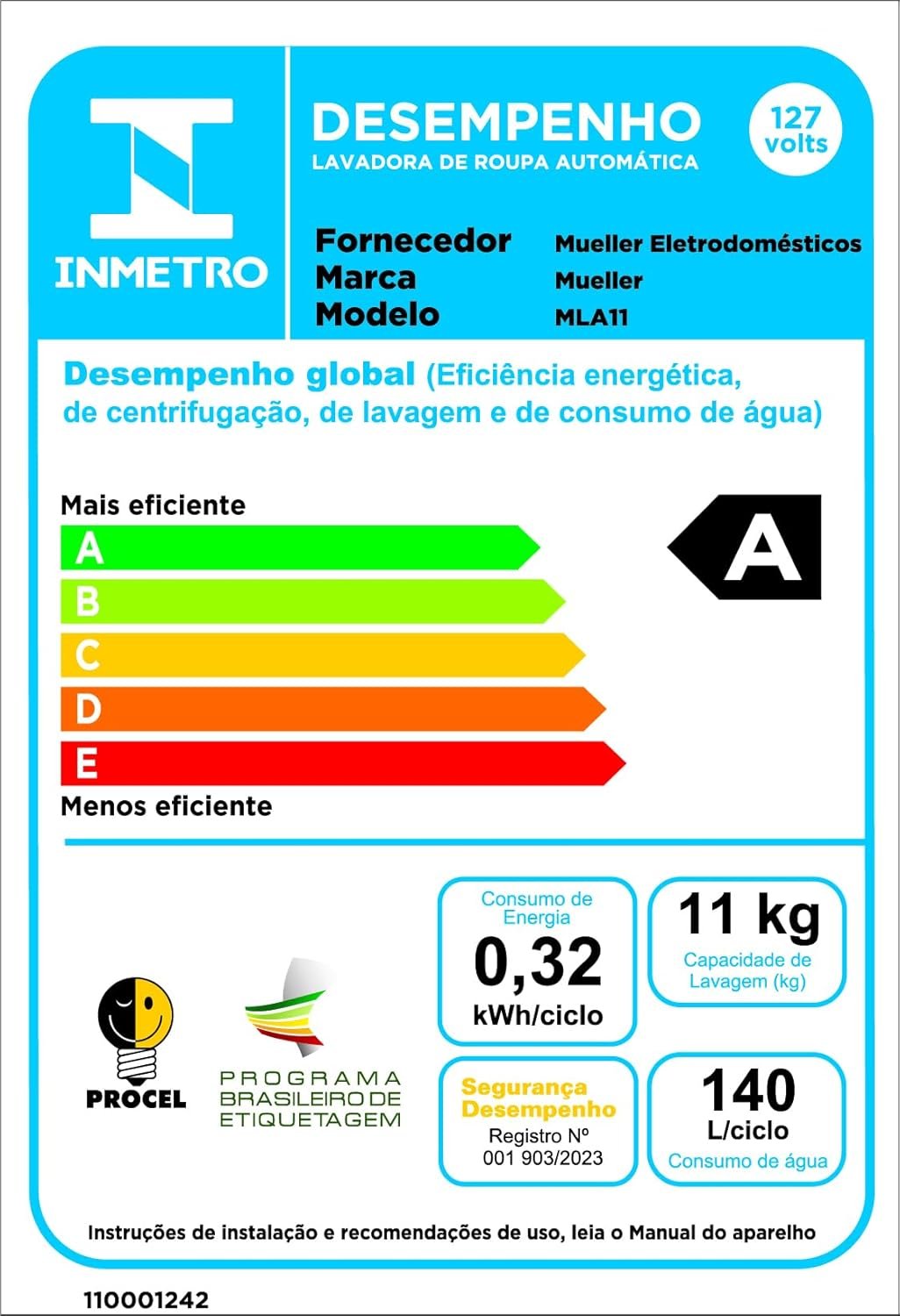 MAQUINA DE LAVAR MUELLER 11 KG COM CICLO RÁPIDO MLA11 (127, VOLTS) - Imagem 8
