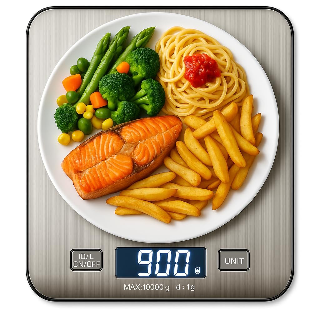 Balança de Cozinha Digital Premium em Inox Resistente à Água Portátil Base Antiderrapante Visor de Alta Definição Pesagem Precisa de 1g a 10kg Durável Moderna e Ideal para Alimentos Frescos - Imagem 6