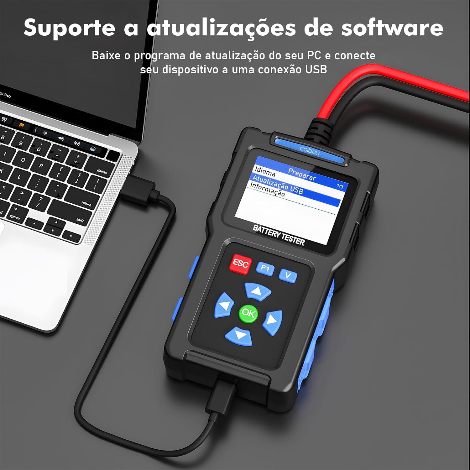 Testador de Bateria Automotiva 12V/24V com Medidor CCA – Tela 2,4", Teste de Partida e Alternador, compatível AGM/EFB/GEL, USB para atualização, Proteção de Polaridade Reversa, para carros, caminhões - Imagem 4