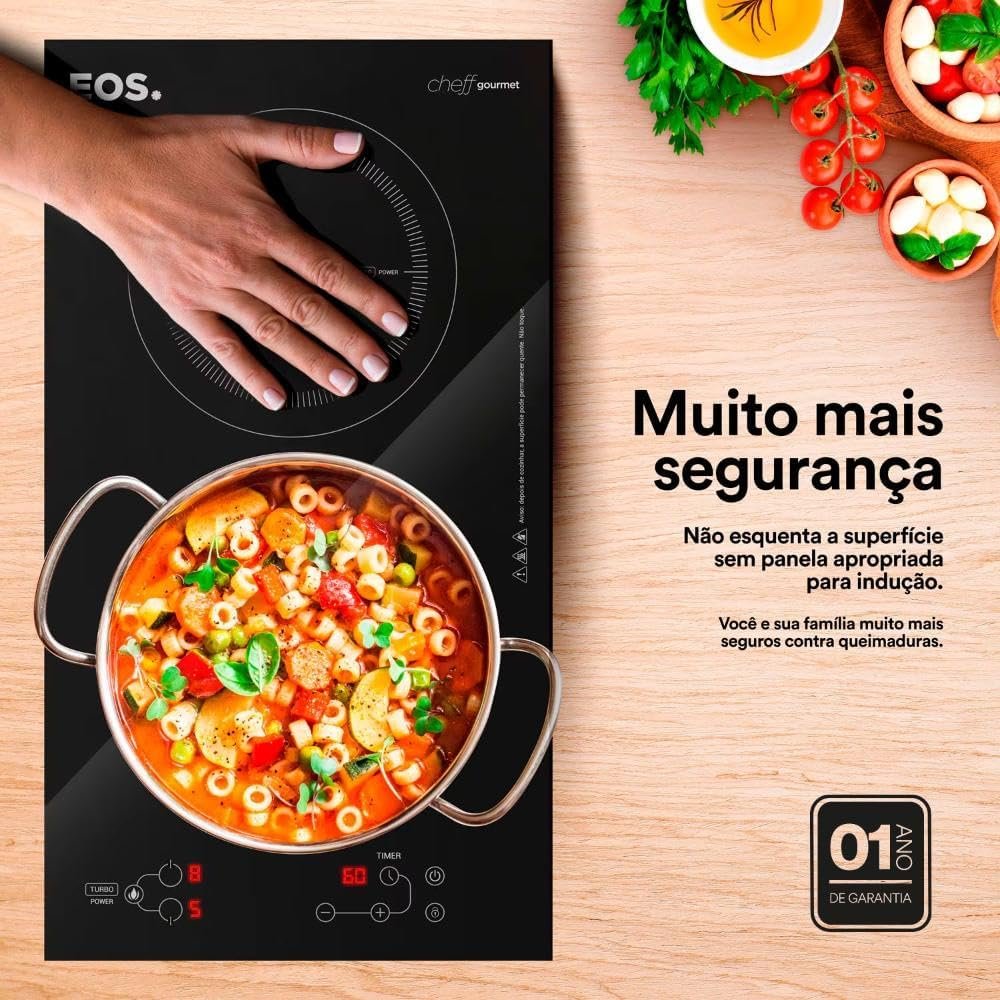 Cooktop de Indução 2 Bocas Portátil Eos Cheff Gourmet Preto 3300w Eci02epp 220v - Imagem 8