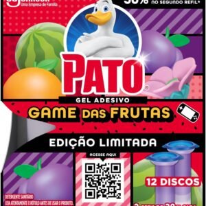 Pato Desodorizador Sanitário Gel Adesivo 2 Refis Game das Frutas, Limpeza Banheiro, 12 Discos