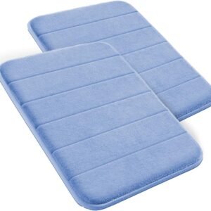 Decolab Tapete Antiderrapante Banheiro Super Soft | Kit Tapete Banheiro Box ou Banheira Completo | Jogo Tapetes Para Banheiro Multiuso Decoração Quarto (Azul, 2 Peças)