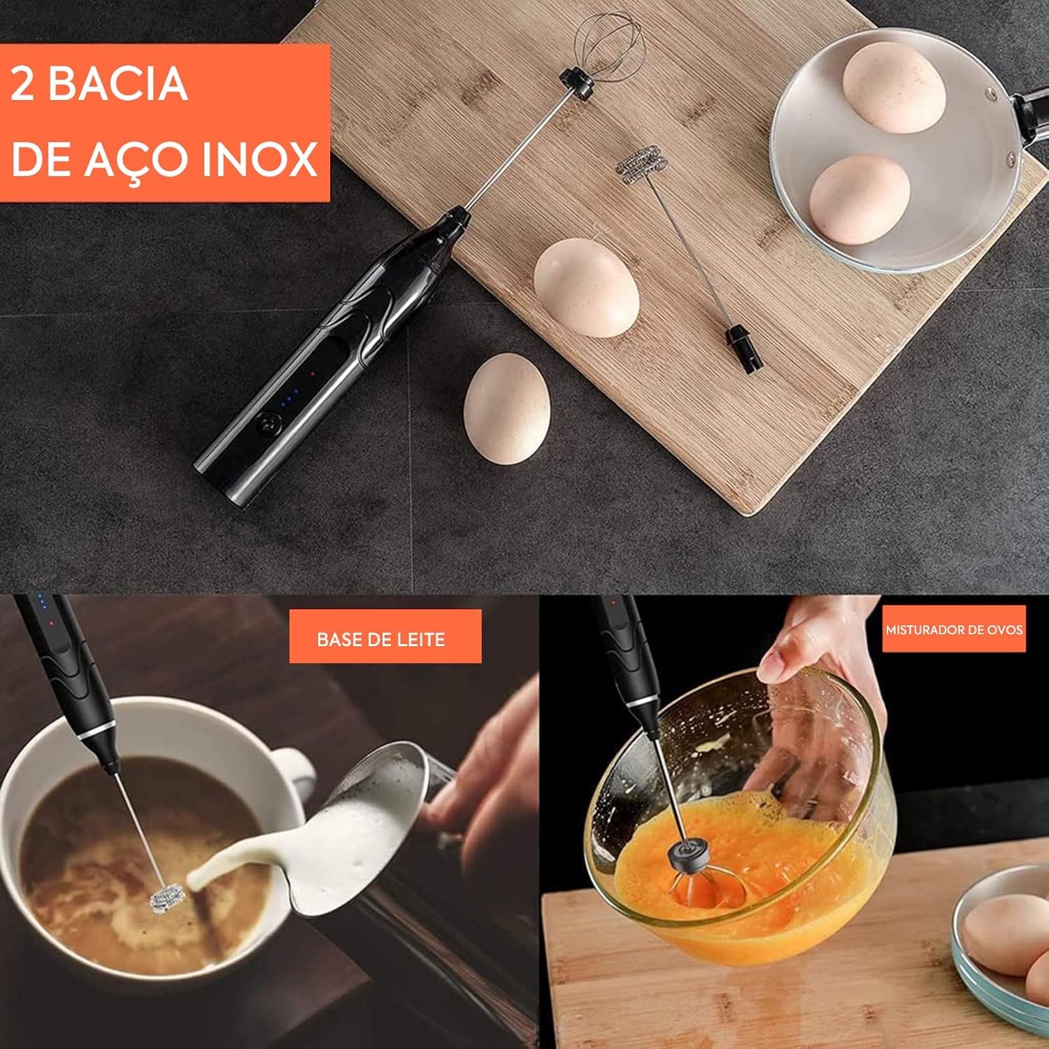 Mini Mixer Portátil Misturador de Bebidas Batedor Espumador de Leite USB Recarregável Cozinha Cafe Ovo - Imagem 5