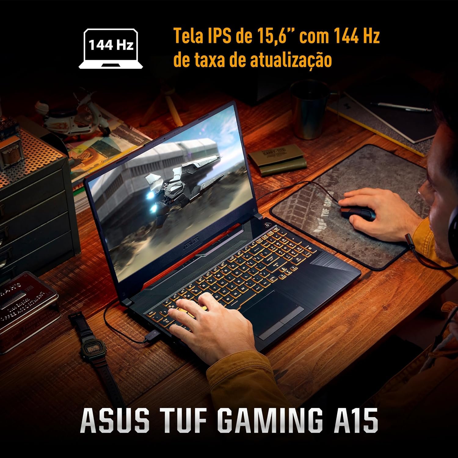 Notebook ASUS TUF Gaming A15, RTX 3050, AMD RYZEN 7, 8 GB, 512 GB SSD, KeepOS, Tela 15.6'' FHD, Graphite Black - FA506NCR-HN089 - Imagem 5