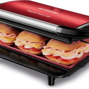 MONDIAL Press Grill Master Press, Vermelho/Inox, 1000W, 110V – PG-01-RC