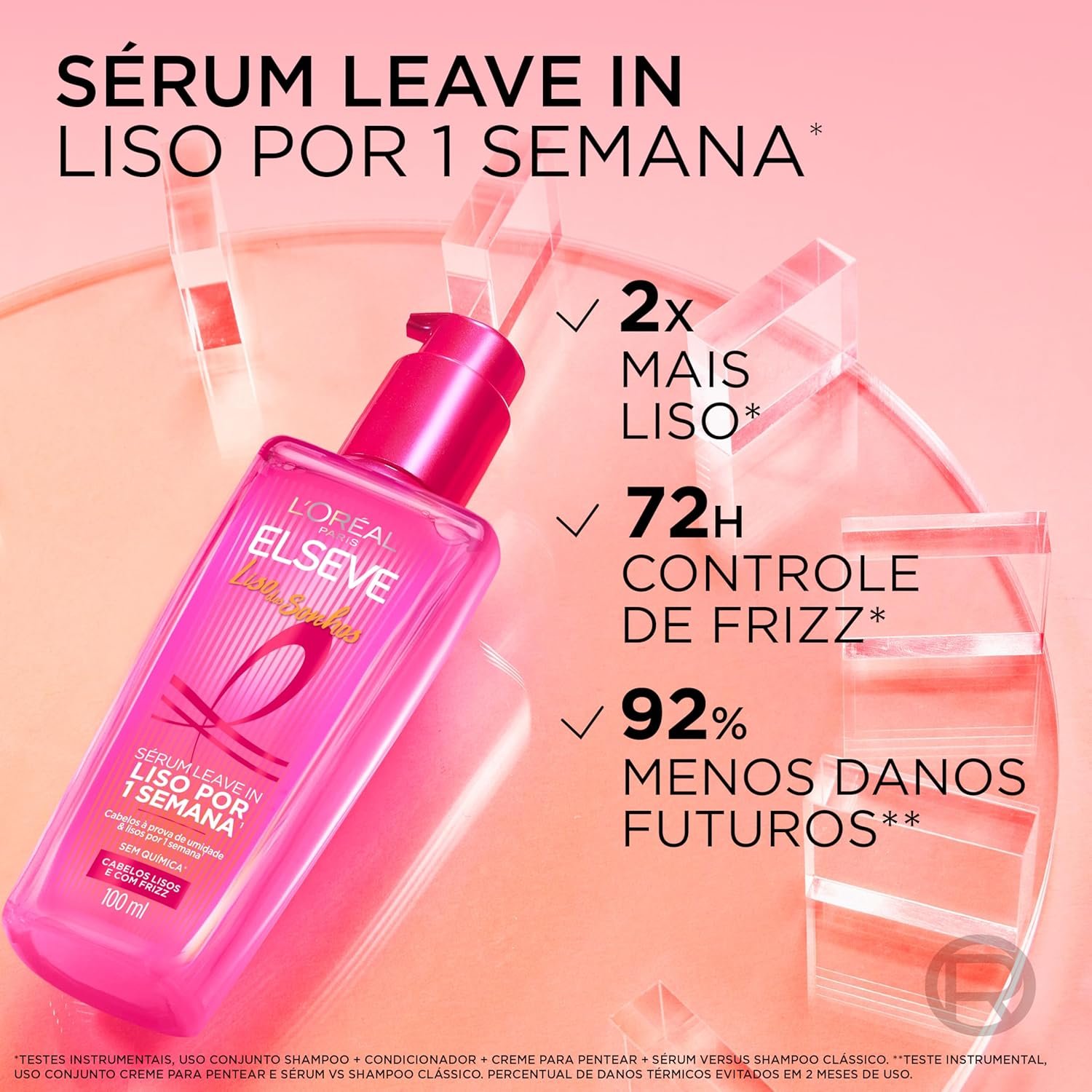 L'Oréal Paris Elseve Liso dos Sonhos, Sérum Leave-in com Tecnologia Ativada por Calor para Efeito Liso por 1 Semana, Antifrizz, Protetor Térmico e Barreira Contra Umidade, 100ml - Imagem 3