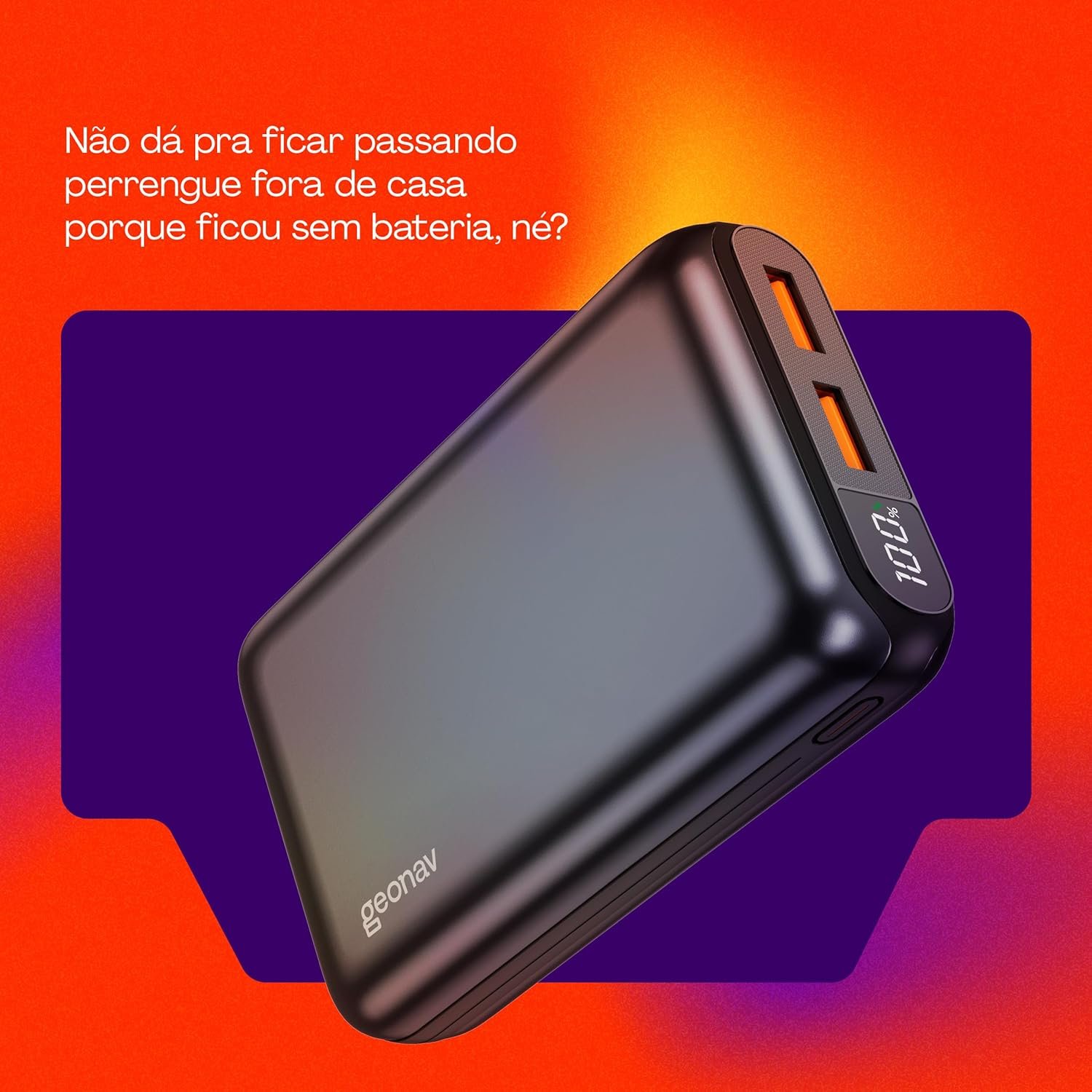 Geonav Power Bank, Carregador Portátil Universal 20.000mAh, USB-A (até 18W) + USB-C (até 20W), Compacto, Carregamento Rápido, Pass Through, Led Indicador de Bateria, PB20K20WSG, Cinza espacial - Imagem 6