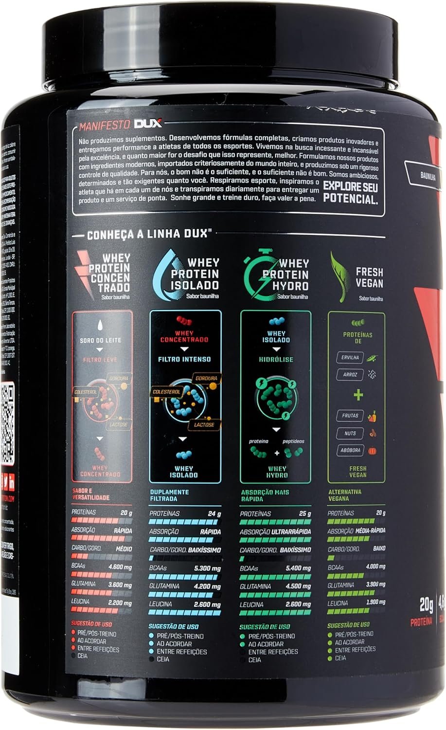 Whey Protein Concentrado Baunilha Pote 900g – Contribui para o Ganho Muscular Hipertrofia – Dux Human Health (Embalagem pode variar) - Imagem 4