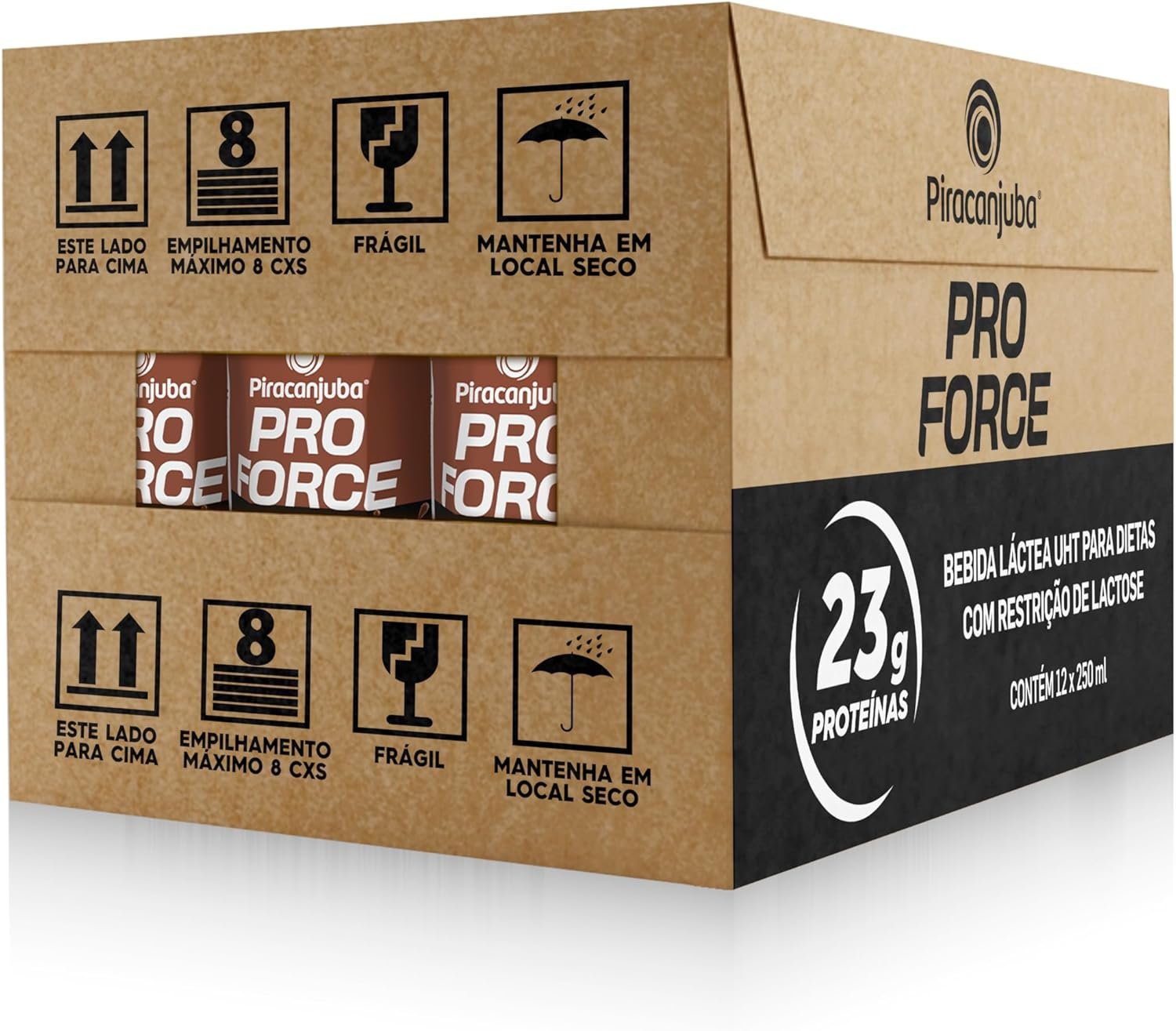 Piracanjuba ProForce 23g de Proteínas Zero Lactose Sabor Cacau - 12 Unidades de 250ml - Imagem 2