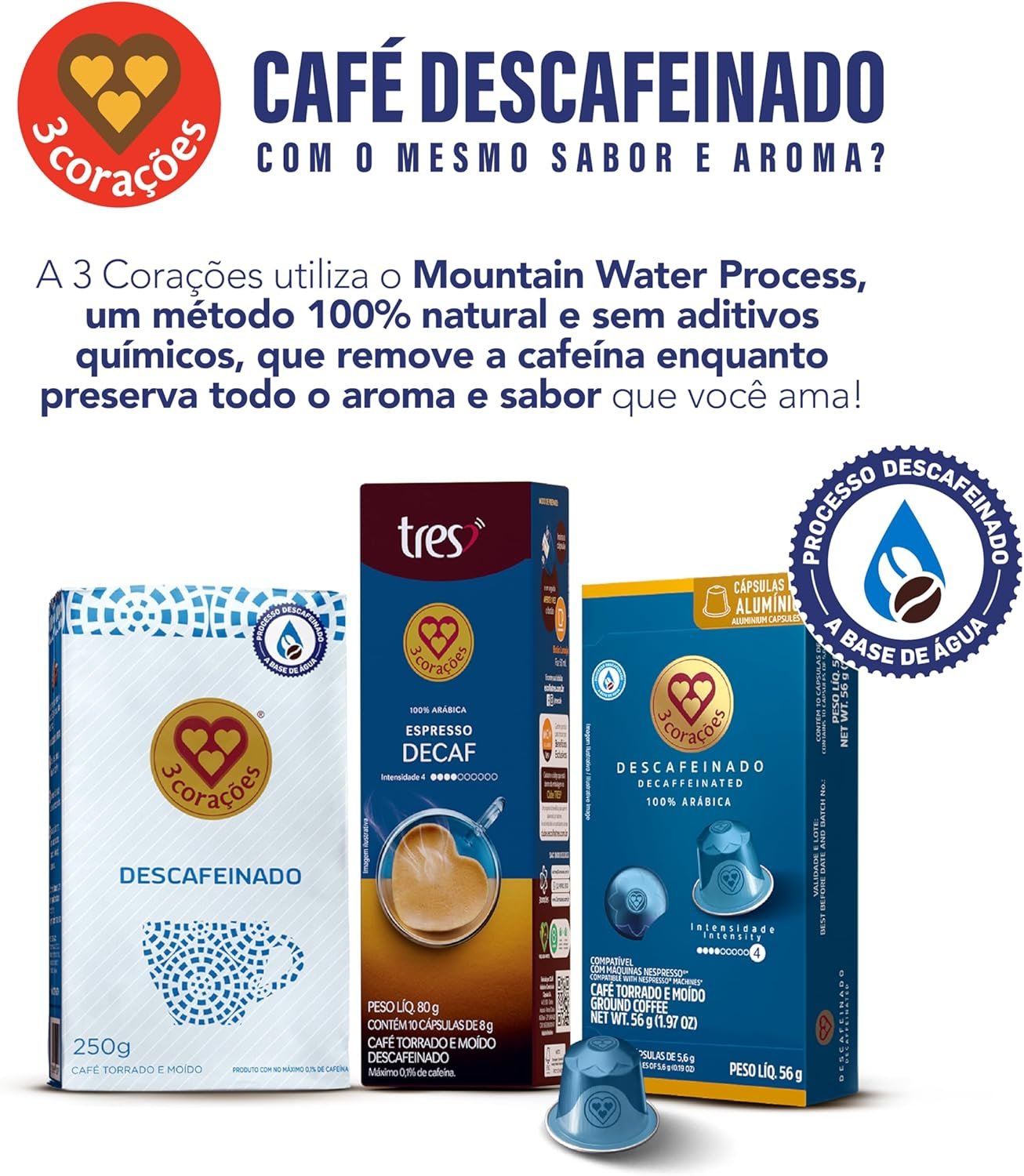 3 Corações Cápsulas de Café Descafeinado, Compatíveis com Nespresso, contém 10 cápsulas - Imagem 4
