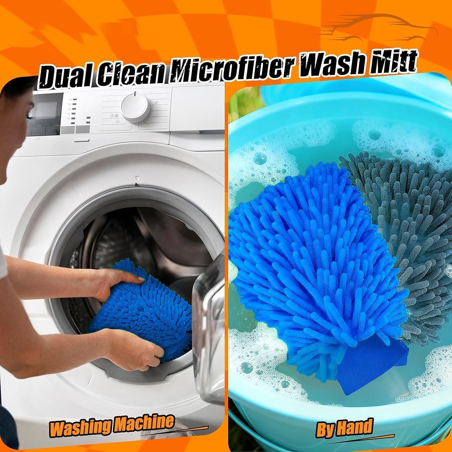 Kit 2 Luva de microfibra para lavagem de carro, pacote com 2 unidades sem fiapos, luva de microfibra de chenille premium, escova de lavagem de carro -Vende Mais - Imagem 6