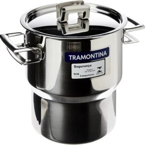 Cuscuzeira Tramontina Brava Em Aço Inox Com Alças E Tampa 14 Cm 2, 1 L Tramontina Inox Cuscuzeira Aco Inox Brava