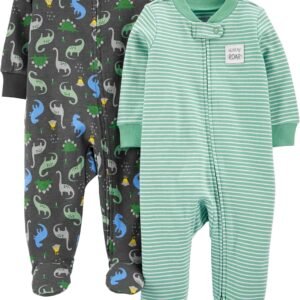 Macacão de dormir para bebês 2-pack 2-way Zip Cotton Footed Sleep and Play Simple Joys by Carter’sMeninos
