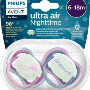 Chupeta Avent Ultra Air Noturno Dupla Deco Philips Avent 6-18m Azul/Rosa