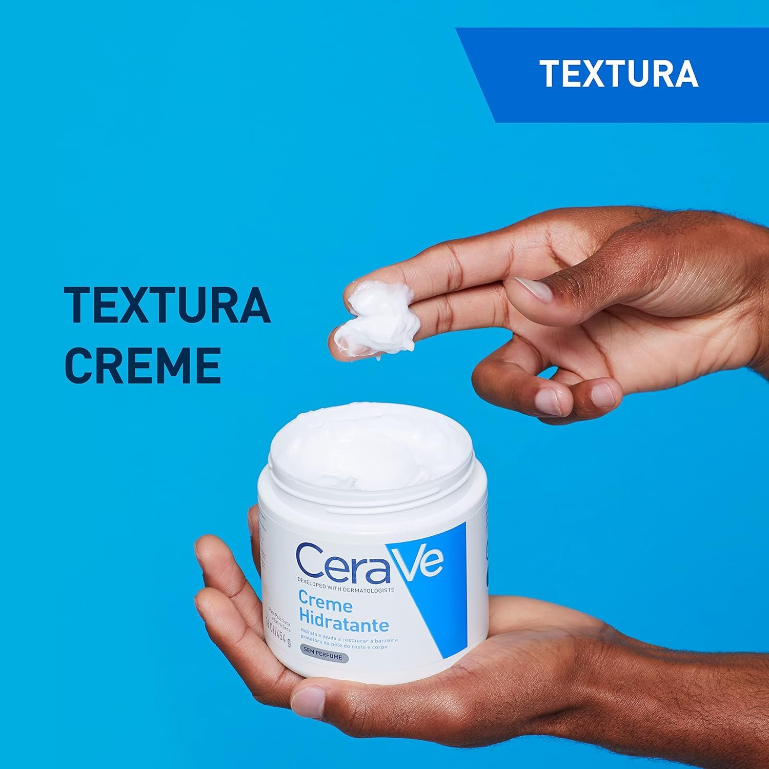 CeraVe Creme Hidratante Corporal, para Pele Seca a Extra Seca, com 3 Ceramidas Essenciais e Ácido Hialurônico, Hidratação Profunda e Duradoura, Tecnologia MVE, Sem Perfume, 453g - Imagem 5