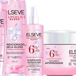 L’Oréal Paris Elseve Glycolic Gloss Kit Tratamento Capilar Completo, Combate a Porosidade e Garante Brilho Gloss, Shampoo 400ml + Condicionador 400ml + Máscara 300g + Acidificante 200ml + Sérum 100ml L’Oréal Paris Elseve Glycolic Gloss Kit Tratamento Capilar Completo, Combate a Porosidade e Garante Brilho Gloss, Shampoo 400ml + Condicionador 400ml + Máscara 300g + Acidificante 200ml + Sérum 100ml