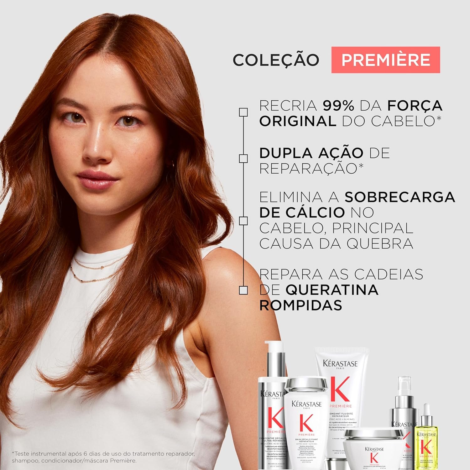 Kérastase Shampoo Première Bain Décalcifiant Réparateur, Todos os tipos de cabelos danificados, Reparador descalcificante, Neutraliza a quebra, Com Ácido cítrico e Glicina, 250ml - Imagem 4