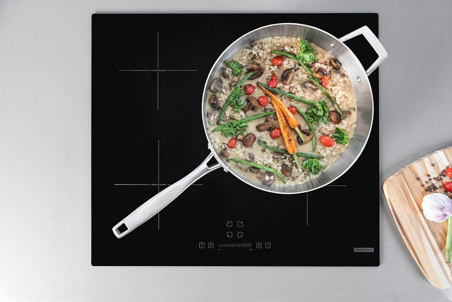 Frigideira Tramontina Grano em Aço Inox com Corpo Triplo com Tampa e Cabo 30 cm 5,6 L - Imagem 4