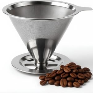 Coador de Café 103 Filtro Inox Reutilizável Premium – Peneira de Aço Durável e Sustentável, Sem Uso de Papel, Econômico e Ecológico, Fácil de Usar e Limpar, Preserva o Sabor Natural do Café