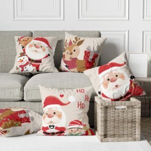 Kit 4 Capas de Almofadas Decorativas Natal Papai Noel 45 x 45cm