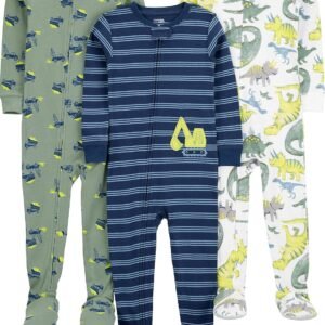 Macacão de dormir para bebês Pijama de algodão com pés justos Simple Joys by Carter’sMeninos