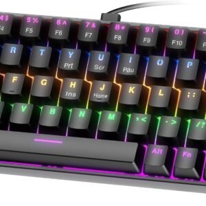 GOKOCO Teclado Mecânico com Fio 65% A1802, Gamer Switch Vermelho 68 Teclas, Iluminação RGB com 17 Modos, Hot-Swap, Teclas Anti-Ghosting Preto Black