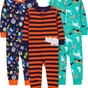 Macacão de dormir para bebês Pijama de algodão confortável sem pés, Simple Joys by Carter’s, Meninos