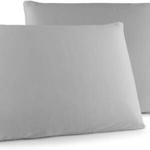 Kit 02 Fronhas Classic Tecido Percal 400 Fios 70×50 cm Antiácaro, Anti-pilling com Toque Macio – Cinza