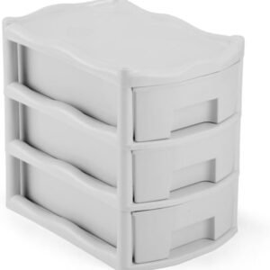 Gaveteiro Organizador de Mesa com 3 Gavetas Plástico Resistente para Escritório Casa Ateliê Cozinha e Banheiro (BRACO)