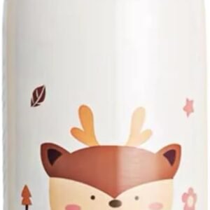 Garrafa Térmica Garrafinha Térmica Infantil Inox Canudo Trava 350 ml – Desenho Dinossauro Coelho Carneiro Panda Rena – TYDA (Rena)