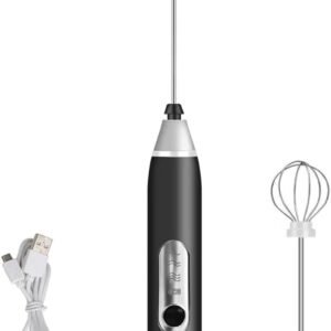 Mini Mixer Recarregável Batedor Espumador De Bebidas Batedor Ovos Fuê Portátil Elétrico (Preto)