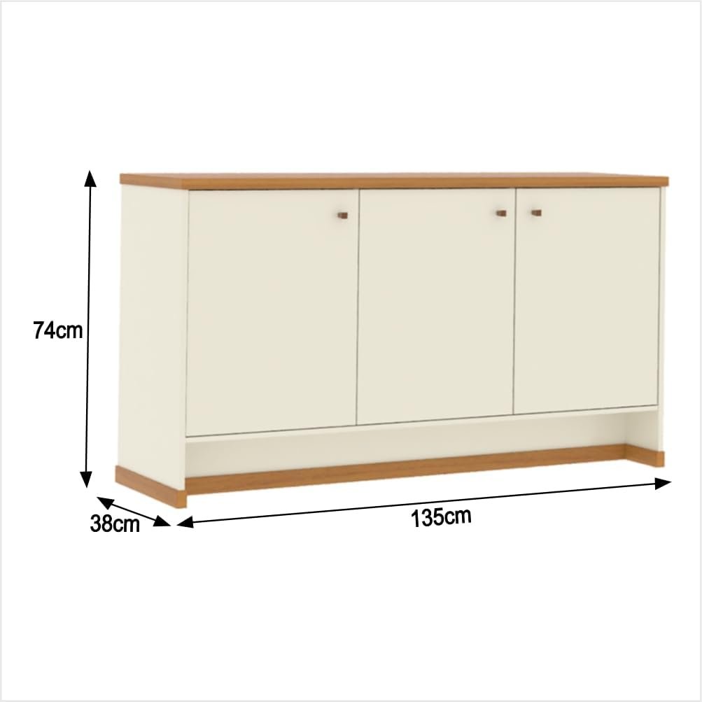 VIA NOSSA - Aparador Buffet Berlin Cor:off White/naturale - Imagem 2