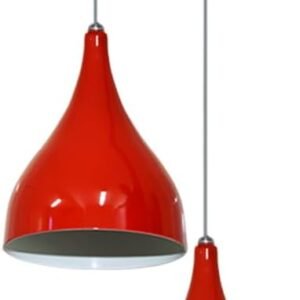 Lustre Luminária Pendente Modelo Funil Duplo – Ideal para sala, quarto, cozinha, banheiro (Vermelho)