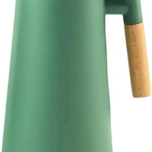 Garrafa Térmica 1L com Termômetro Digital LED e Cabo de Madeira – Para Café, Chá e Bebidas Quentes ou Frias – Design Moderno e Sofisticado para Mesa Posta e Cozinha – (Verde)
