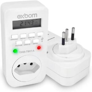 Timer Temporizador Digital Bivolt Automático, LCD Display, 18 Programações, 10A 2200W, 110/227V