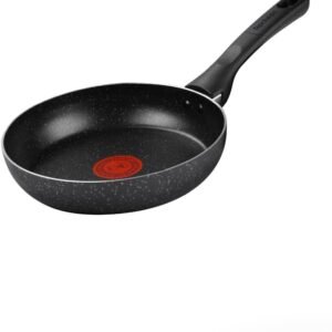 Frigideira Rochedo Stone Pro 20cm Preta com Efeito Pedra e Antiaderente Minerium, Alta Resistência e Durabilidade, Cabos Ergonômicos e Base Limpa Fácil