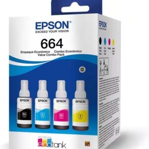 Kit de Garrafas de Tinta Original Epson EcoTank T664 – Magenta, Amarelo, Ciano, Preto