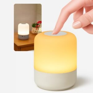 Luminária de Mesa Abajur de Cabeçeira Sem Fio Recarregável 3 Modos de Iluminação 360° LED Botão Touch Para Criado Mudo Estudos Trabalho Quarto Escritório Sala Decoração e Leitura