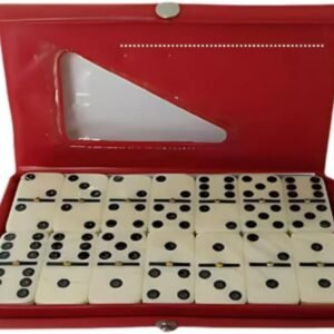 Jogo de Dominó Profissional de Osso com 28 Peças – Luxo, Tradicional e Resistente, Acompanha Estojo (Vermelho)