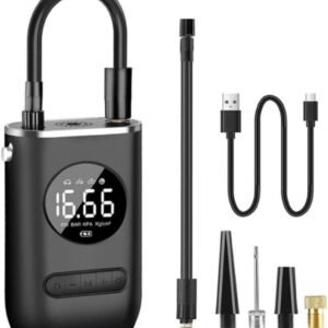 Calibrador Compressor Bomba De Ar Portátil Digital com Lanterna LED para Encher Pneus de Carro, Moto, Bike, Bicicleta, Bola e Piscina Inflável 50W