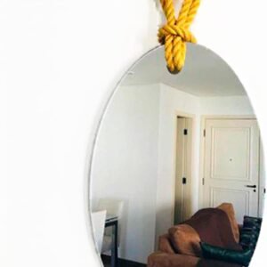 Espelho Decorativo Hole Alça Sisal Amarela 60x40cm Oval