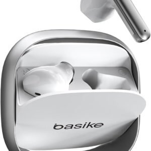 Fone de Ouvido Bluetooth TWS Basike G20-H Estéreo, Toque Sensível, 6h de Música, Bateria Recarregável, Bluetooth 5.4 (Branco)