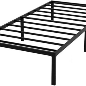 Estrutura De Cama De Metal, Não Precisa de Box Spring,Com Espaço De Armazenamen Cor Preto (TWIN)