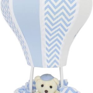 Abajur Balãozinho Cintura Urso Chevron Azul Com Branco